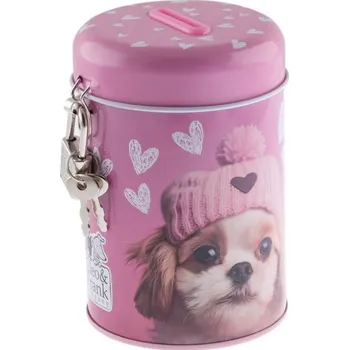 Samolepící dekorace DERFORM Pokladnička plechová se zámkem - Cleo and Frank 7,5x11cm