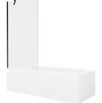 Vana Mexen Vega vana 180x80cm panel + zástěna 90 cm, průhledná, černá 550118080X9509000070