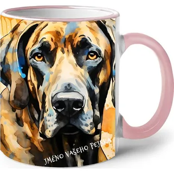 Keramický hrnek Německá doga, Barva Růžová, Velikost 330 ml, Canvas Keramický hrnek s barevným uchem 2621