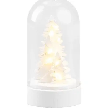 Vánoční dekorace Dekorácia MagicHome Vianoce, biely stromček v kupole, LED, teplá biela, interiér, 5,5x9 cm