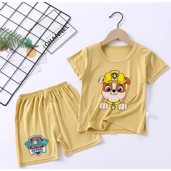 Dívčí pyžamo Tlapková patrola Dětské letní pyžámko - tričko + kraťásky s motivem "Tlapková patrola" Barva: žlutá (GGXL638K-GGXL1018Y), Velikost: 130
