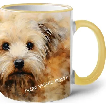 Keramický hrnek Maltézák, Barva Žlutá, Velikost 330 ml, Canvas Keramický hrnek s barevným uchem 2616