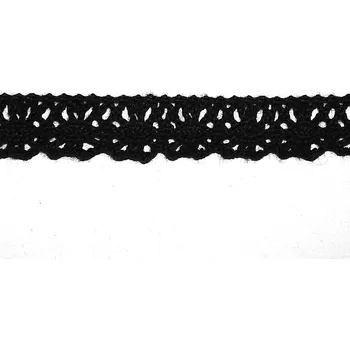 Krajka Bavlněná krajka, 13mm, černá, 10m/bal.