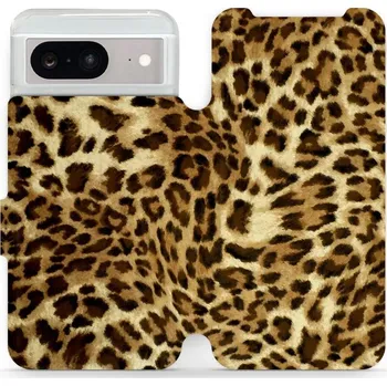 Pouzdro na mobilní telefon Flipové pouzdro Mobiwear - Google Pixel 8 - VA33P Leopardí vzor (Knížkové flip pouzdro, obal, kryt na mobil Google Pixel 8 - VA33P Leopardí vzor, materiál Umělá kůže + TPU - ochrana 360°, stojánek, silikonová vanička, magnetické zavírání)