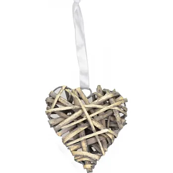 Proutěné srdce šedé s patinou 10x10x3,5 cm