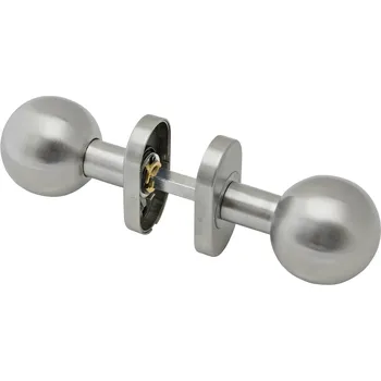 koule na dveře EB1-KGO35PN - nerezové dveřní kování - otočná koule přímá, s oválnou rozetou, balení 1 pár, broušená nerez K320/AISI304, vhodné i do venkovního prostředí