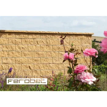 plotová tvarovka FEROBET Plotová tvárnice štípaná jednostranná A - 39*19*19cm - Písková