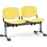 Euroseat Plastová lavice do čekáren ISO, 2-sedák, žlutá, chrom nohy