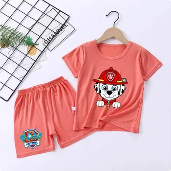 Dívčí pyžamo Tlapková patrola Dětské letní pyžámko - tričko + kraťásky s motivem "Tlapková patrola" Barva: červená (GGXL638K-GGXL1015Y), Velikost: 110