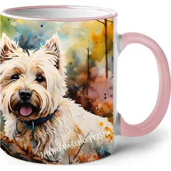 Keramický hrnek West highland white teriér, Barva Růžová, Velikost 330 ml, Canvas Keramický hrnek s barevným uchem 2594