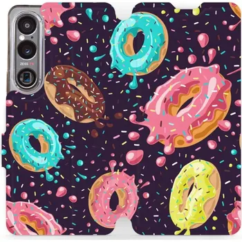 Pouzdro na mobilní telefon Flipové pouzdro Mobiwear - Sony Xperia 1 VI - VP19S Donutky (Knížkové flip pouzdro, obal, kryt na mobil Sony Xperia 1 VI - VP19S Donutky, materiál Umělá kůže + TPU - ochrana 360°, stojánek, silikonová vanička, magnetické zavírání)
