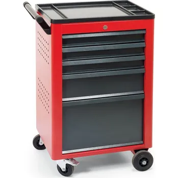 B2B Partner Pojízdný dílenský vozík na nářadí GD, 5 zásuvek, 940 x 600 x 440 mm, antracit / červená