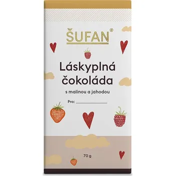 ŠUFAN s.r.o. Láskyplná čokoláda s malinou a jahodou - 70 g