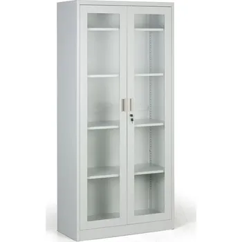Policová skříň B2B Partner Kovová policová skříň s prosklenými dveřmi, demontovaná, 900 x 1950 x 400 mm