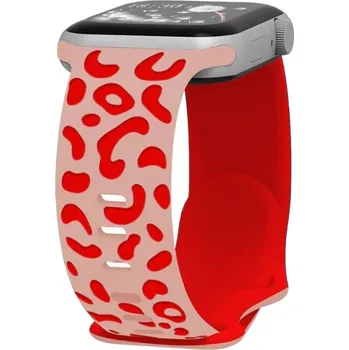 Příslušenství k chytrým hodinkám Gravírované zvířecí vzory řemínek pro Apple Watch 42/44/45/46/49mm Barva: Růžovo-červená