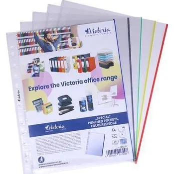 Euroobal, lesklý, barevný pruh – mix, A4, 50 micronů, VICTORIA