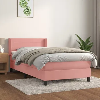 Ložnice vidaXL Box spring postel s matrací 90x190 cm samet [3130992] Barva: Růžová