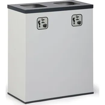 Odpadkový koš Alfa 3 Koš na tříděný odpad 2x 50 l, stojan na odpadkové pytle, šedá/tmavě šedá