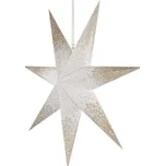 Vánoční hvězda papírová závěsná se zlatými třpytkami na okrajích, bílá, 60 cm, vnitřní