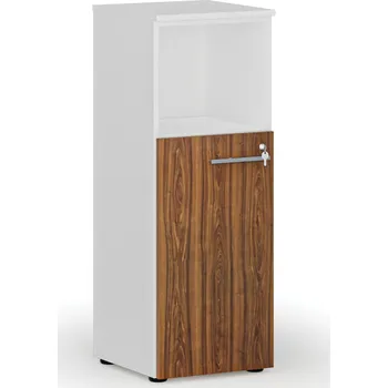 Policová skříň B2B Partner Kombinovaná kancelářská skříň PRIMO WHITE, 400 x 420 x 1087 mm, bílá/ořech