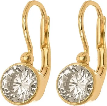 Náušnice Argento 65161 Pozlacené stříbrné náušnice - čirý kulatý zirkon