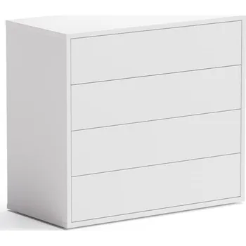 Psací stůl PLAN Kancelářský zásuvkový díl BLOCK White, nízký, 4 zásuvky, bílá