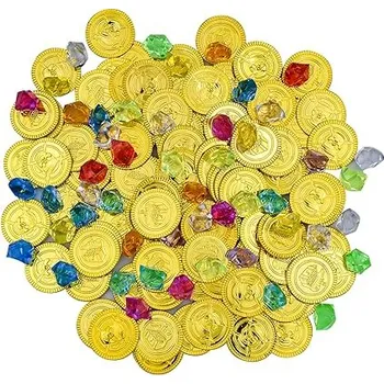 Zlaté mince s drahokamy 150 ks - Pirátský poklad