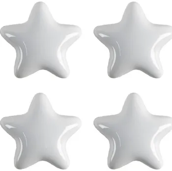 Dveřní kování Sada 4 ks bílá keramická úchytka ve tvaru hvězdy – 4 cm