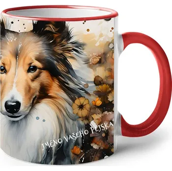 Keramický hrnek Sheltie, Barva Červená, Velikost 330 ml, Canvas Keramický hrnek s barevným uchem 2617