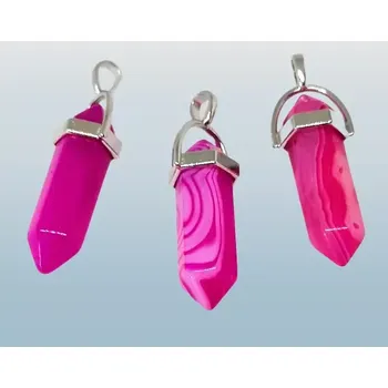 Přírodní kámen Achát růžový přívěsek hexagon 4 cm