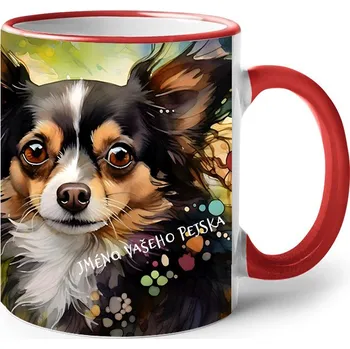 Keramický hrnek Čivava, Barva Červená, Velikost 330 ml, Canvas Keramický hrnek s barevným uchem 2614