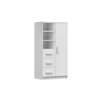 Knihovna IDZ Knihovna SMYK I 3S1D 05, 80 cm Bílá / Barevné úchytky Barva: Bílá