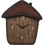 Dřevěnné nástěnné hodiny ve tvaru domečku s komínem – 37x4x40 cm
