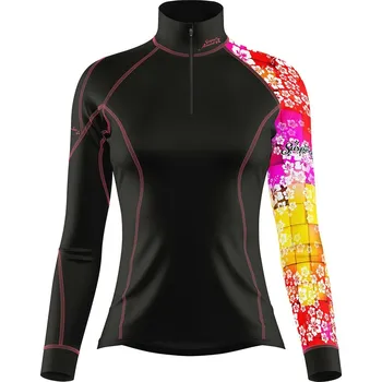 Dámské funkční triko dlouhý rukáv se zipem CANDY černá Bamboo Thermo - Růžová / XL