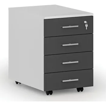 Zásuvkový kontejner B2B Partner Kancelářský mobilní kontejner PRIMO WHITE, 4 zásuvky, bílá/grafit