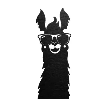 Samolepící dekorace SAMOLEPKA Lama 007 pravá s brýlemi (63 - škrábaný kov černý) NA AUTO, NÁLEPKA, FÓLIE, POLEP, TUNING, VLASTNÍ TEXT, TISK, AUTOSAMOLEPKY.cz, POLEPY, OBRÁZEK, LOGO, SAMOLEPKY