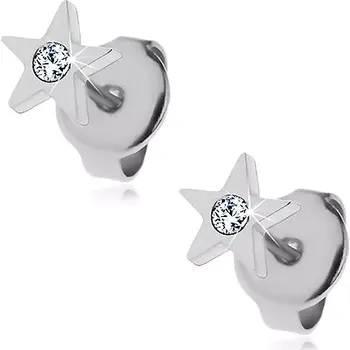 Náušnice Ocelové náušnice - pěticípá hvězdička se zirkonem, puzetky