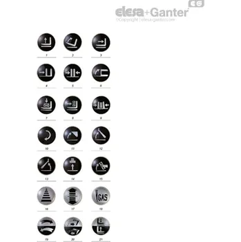 Štítky se značkami a symboly Pevné, otočné a sklopné rukojeti MA.