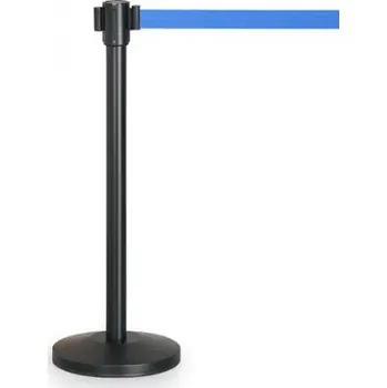 Plotový sloupek B2B Partner Zahrazovací sloupek se samonavíjecím pásem, černá/modrá