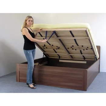 Postel BMB Marika Klasik 1 lamino postel čelní výklop 180 x 200 cm, Akát, rovné rohy