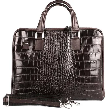 Kabelka Tmavěhnědá kožená taška na notebook 14.1"