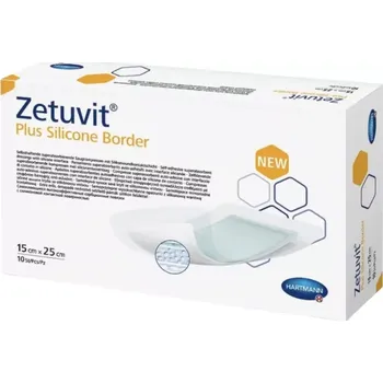 Krytí na ránu Zetuvit Plus Silicone Border kompres sterilní 15x25 cm, 1x10 ks