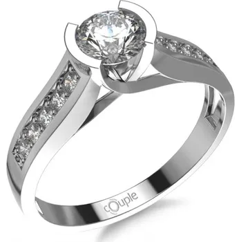 Prsten Couple, Oslnivý zásnubní prsten Flavia, zirkony a bílé zlato, vel. 53, prům. 16.9 mm, 585-52-1-0508.1B00.0.53.001