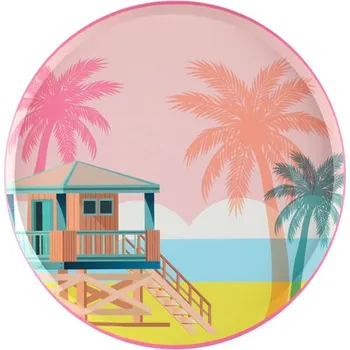 Party dekorace Santex Talíře papírové Palmy multicolor 22,5 cm 10 ks