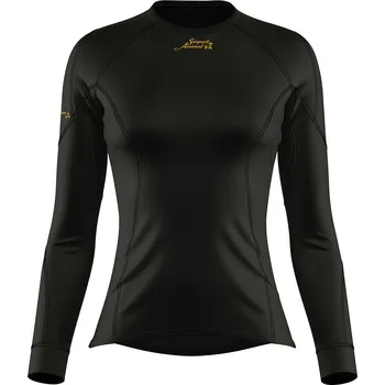 Dámské funkční triko s dlouhým rukávem METALLIC černá Bamboo Heavy - Černá / XL