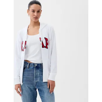 Dámská mikina Mikina GAP Fullzip Logo Hoodie Optic White V6 XXS