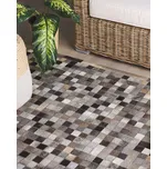 Koberec hnědý a šedý kožený 160 x 230 cm patchwork s geometrickým vzorem moderní styl Beliani