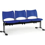 Corping Plastová lavice do čekáren VISIO, 3-sedák, modrá, chromované nohy