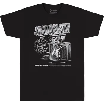 Pánské tričko Fender Stratocaster 70th Anniversary Tee Black XXL + prodloužená záruka 3 roky