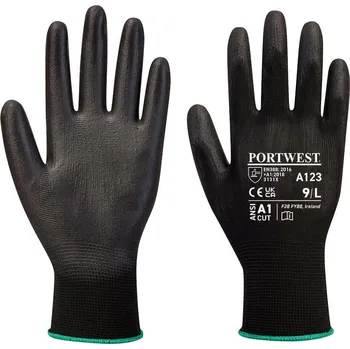 Pracovní rukavice PORTWEST A123 / Máčené rukavice v PU, bez latexu, 144 kusů - černá S